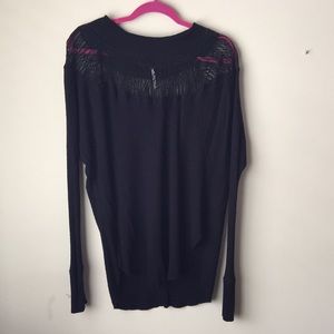 Free People Black Lace Collared Tunic- sz Med